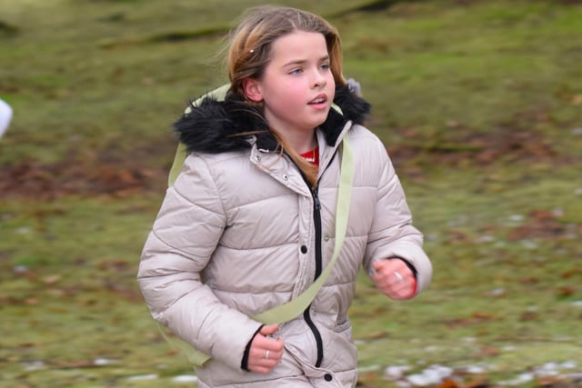 Another of Sunday's junior runners at Hawick's Wilton Lodge Park for Teviotdale Harriers' festive relays