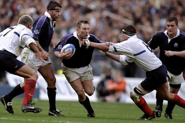 Gary Armstrong of Scotland in action against France in the Five Nations match at the Stade de France in St Denis. (Photo: David Rogers /Allsport)