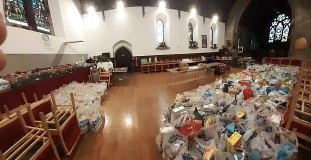 Foodbank donations at St Peter’s Church.
