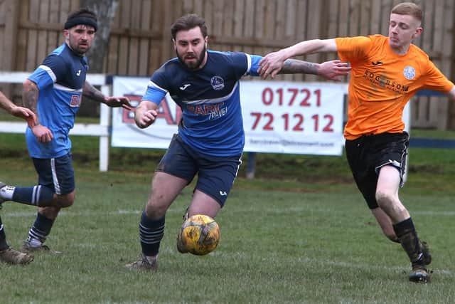 Vale of Leithen in possession during their 7-0 home loss to Dundonald Bluebell on Saturday (Photo: Steve Cox)