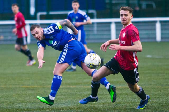 On-loan Hearts striker Ryan Schiavone on the ball for Gala Fairydean Rovers at the weekend (Photo: Bill McBurnie)