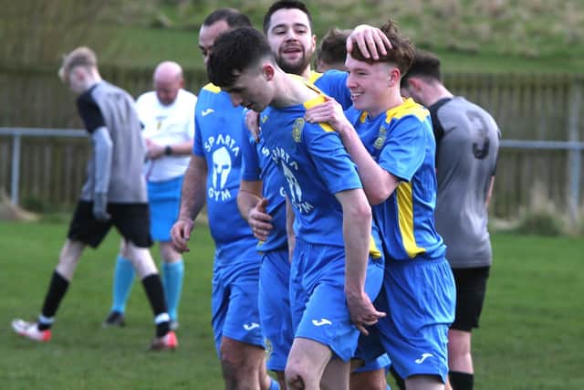 Eyemouth United Amateurs beating Selkirk Victoria 5-0 at home on Saturday in the Border Amateur Football Association's B division (Photo: Steve Cox)