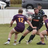 Lee Armstrong on the ball for Hawick during their 24-5 defeat at Marr in September (Pic: Malcolm Grant)