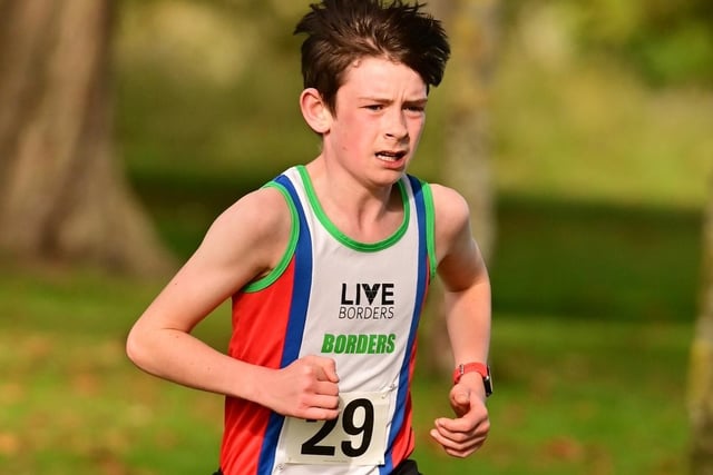 Gala Harrier Archie Dalgiesh on the run for the Borders at Scottish Athletics' east district cross-country league meeting at Kirkcaldy on Saturday