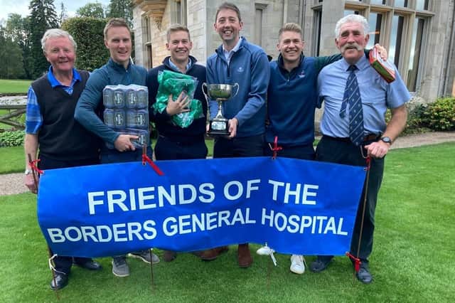 From left: James Marjoribanks, chair of the Friends. Angus Huntley, Jake Huntley, Freddie John, Doug Innes and Nigel Brown, event organiser.