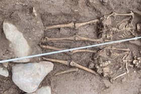 The two skeletons found in the grounds of Jedburgh Abbey last year.