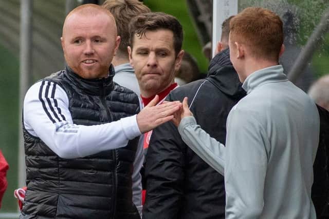 Gala Fairydean Rovers gaffer Neil Hastings after Saturday's victory (Photo: Thomas Brown)