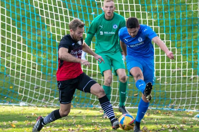 Danny Galbraith in action for Gala Fairydean Rovers versus Musselburgh Athletic on Saturday (Pic: Thomas Brown)