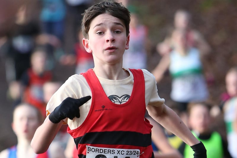 Musselburgh's Dylan Duffy taking part in Sunday's junior Borders Cross-Country Series race at Paxton