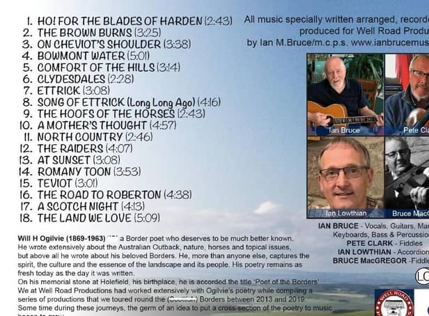 The song list on the CD cover.