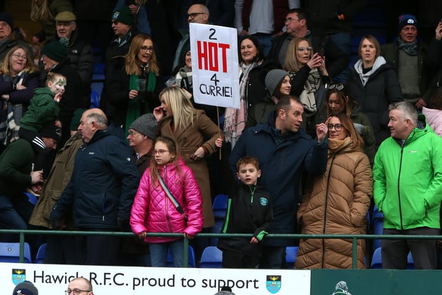 Rugby fans watching Hawick beat Currie Chieftains 21-18 on Saturday