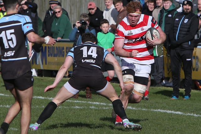 Keith Melbourne on the attack during South of Scotland's 27-25 win against Glasgow and the West in rugby's national inter-district championship at Kelso's Poynder Park on Saturday (Photo: Steve Cox)