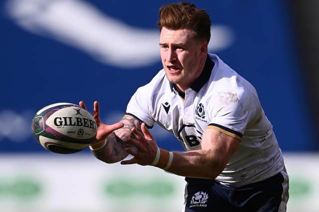 Scotland captain Stuart Hogg in action during the Guinness Six Nations match between Scotland and Italy at Murrayfield on March 20, 2021, in Edinburgh (Photo by Stu Forster/Getty Images)
