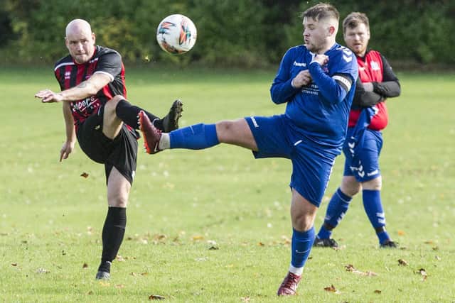 Brian Mitchinson in action for Hawick Colts during their 8-5 victory at home to Selkirk Victoria on Saturday (Photo: Bill McBurnie)