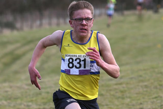 Sam Robertson finished fifth in 12:56 at Sunday's Borders Cross-Country Series junior race at Denholm