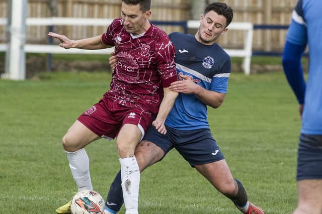 Goal-scorer Gary Tickle, right, in action for for Vale of Leithen previously (Pic: Bill McBurnie)