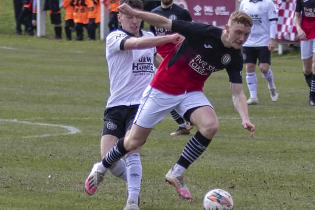 Gala Fairydean Rovers midfielder Ethan Dougal in action against Linlithgow Rose at Rosewell's Ferguson Park on Sunday (Pic: Thomas Brown)