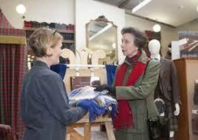 Dawn Robson-Bell with Princess Anne on a visit to the mill in 2018.