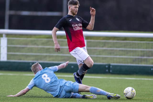Ciaren Chalmers playing for Gala Fairydean Rovers versus Caledonian Braves at Netherdale on Saturday (Pic: Thomas Brown)