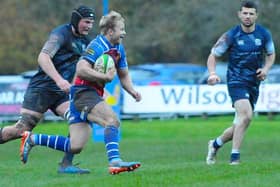 Rory Marshall on the attack during Selkirk's 33-12 victory away to Jed-Forest in November (Photo: Grant Kinghorn)