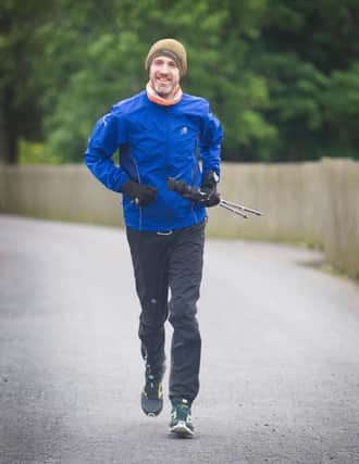 Ryan Small on his 24 running challenge at Galashiels for Poppscotland. (Photo: BILL McBURNIE)