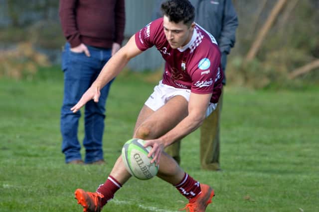 Ben Gill touching down for Gala against Dundee (Photo: Alwyn Johnston)