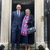 John Lamont MP with Elaine Monro at No10 Downing Street.