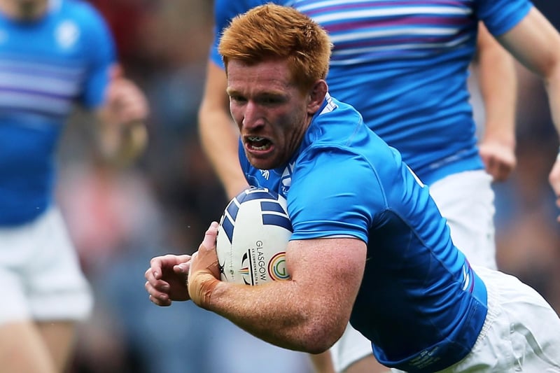 Roddy Grant playing rugby sevens for Scotland against New Zealand at Glasgow's Ibrox Stadium during day three of the 2014 Commonwealth Games (Photo by Francois Nel/Getty Images)
