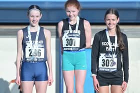 Gala Harrier Ava Richardson, left, at Saturday's Scottish inter-district cross-country championships at Renfrew with Lasswade Athletic Club's Freya Brown, centre, and Stratheran Harrier Eilidh Dallas