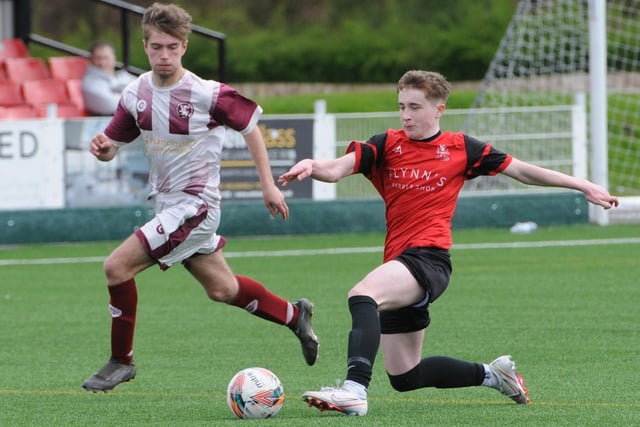 Langlee Amateurs losing 5-1 to Kirkfield United on Saturday in 2024's South of Scotland Amateur Cup final at Netherdale in Galashiels (Photo: Grant Kinghorn)