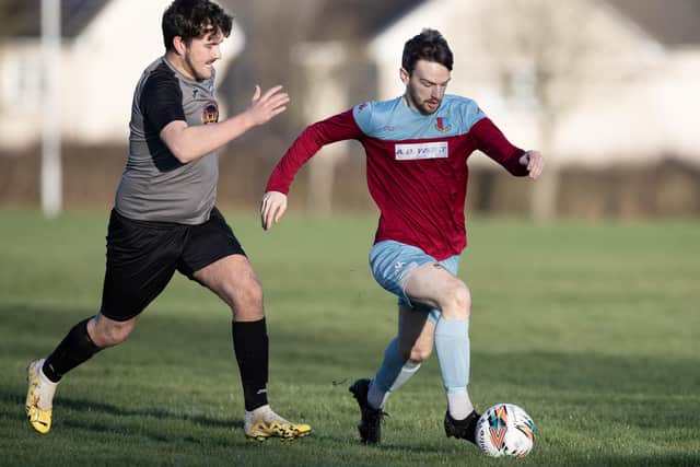 Kieran Crawford on the attack for St Boswells during their 12-1 win hosting Selkirk Victoria on Saturday in the Border Amateur Football Association's B division (Photo: Brian Sutherland)