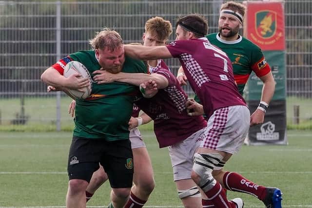 Gala trying to halt a Highland advance in Inverness on Saturday (Pic: Owen Cochrane)