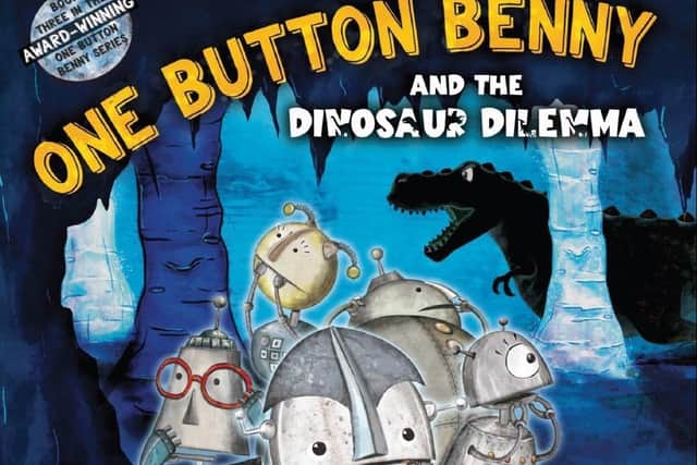 The new book, One Button Benny and the Dinosaur Dilemma.