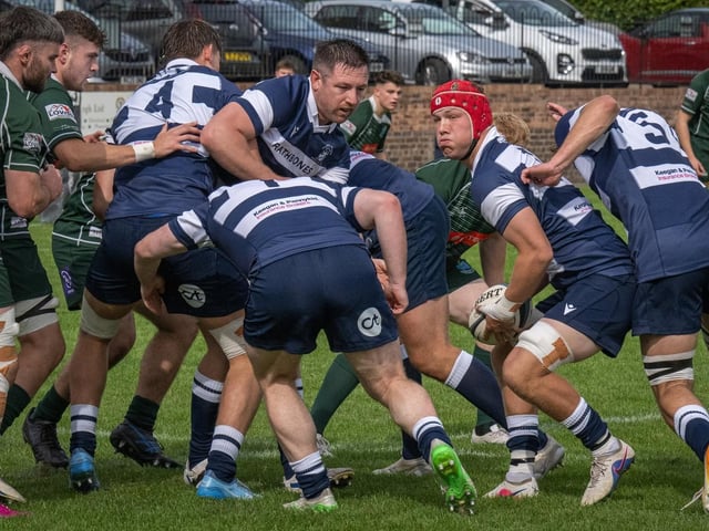 Heriot’s in possession during their 80-13 win at home to Hawick in Edinburgh on Saturday (Photo: Jonathan Cruickshank)