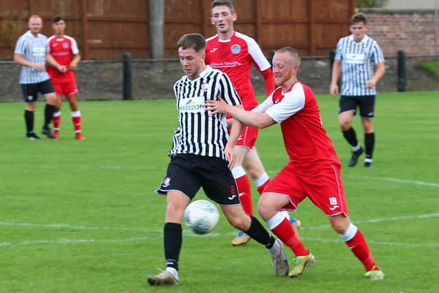 Coldstream beating Newburgh Juniors 3-2 in the East of Scotland Qualifying Cup's first round on Saturday (Pic: Jez Grimwood/J19 Photography)