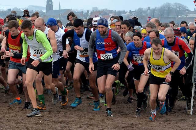 Runners including Lauderdale Limper Marc Wilkinson, front left, setting off at Sunday's Borders Cross-Country Series meeting at Spittal