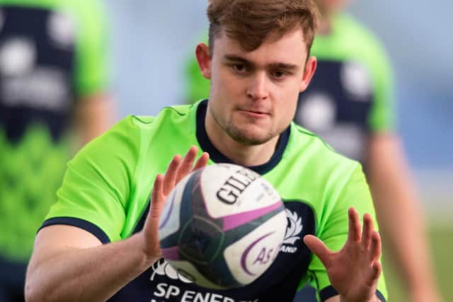 Christian Townsend at a Scotland under-20s training session in Edinburgh on Tuesday (Photo by Mark Scates/SNS Group/SRU)