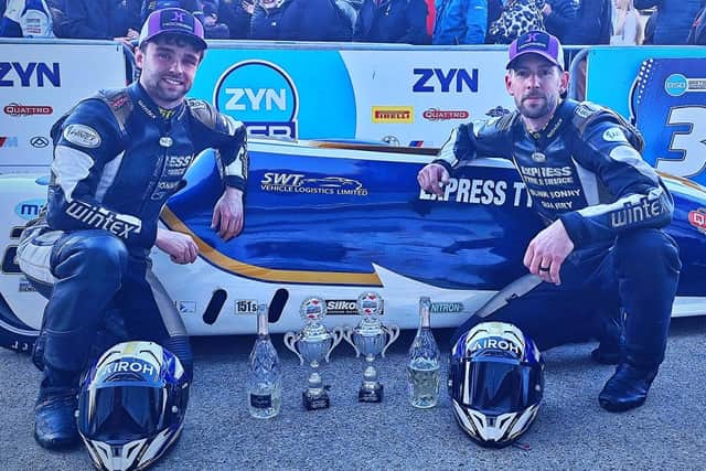 Steve Kershaw, right, and Rhys Gibbons after finishing second at Brands Hatch in Kent on Sunday (Photo: Kershaw Racing)