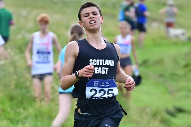 Borderer Zico Field clocking 29:47 for East Scotland's under-20s at Sunday's home countries hill-running junior international at Cademuir Hill, near Peebles, for 21st place