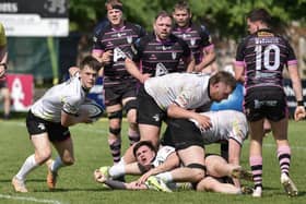 Scrum-half Hector Patterson looking to make a pass during Southern Knights' 54-19 loss away to Ayrshire Bulls on Saturday (Photo: George McMillan)