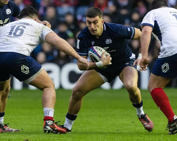 Scotland's Cameron Redpath going up against Julien Marchand and Dorian Aldegheri during his side's 20-16 Six Nations loss to France at Edinburgh's Murrayfield Stadium on Saturday, February 10 (Photo by Craig Williamson/SNS Group/SRU)