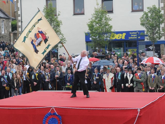 Merchant Company standard bearer Keith Rodgerson.