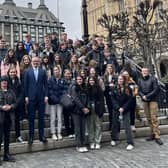 Borders MP John L:amont with Selkirk pupils at the Houses of Parliament in London.