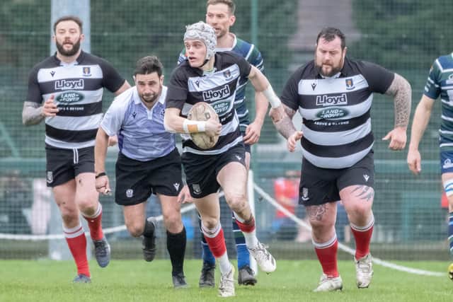Dwain Patterson on the ball for Kelso at Glasgow High Kelvinside on Saturday (Pic: Charles Brooker)