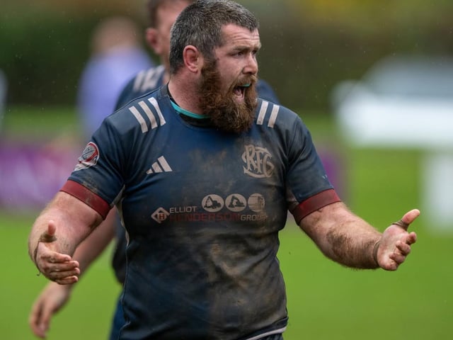 Tighthead prop Bruce Riddell in action for Selkirk during their 29-12 loss at home to Stirling County at Philiphaugh on Saturday (Photo: Bryan Robertson)