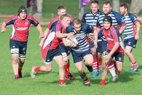 Peebles on the attack during their 21-10 home victory against Newton Stewart on Saturday (Photo: Stephen Mathison)