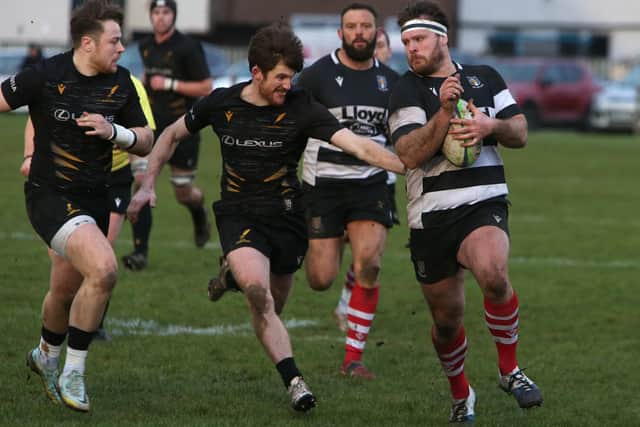 Kelso in possession during their 25-20 win at home to Currie Chieftains at Poynder Park on Saturday (Photo: Steve Cox)