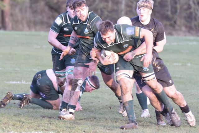 Dalton Redpath on the ball during Hawick's 24-24 draw at Currie Chieftains on Saturday (Photo: Malcolm Grant)