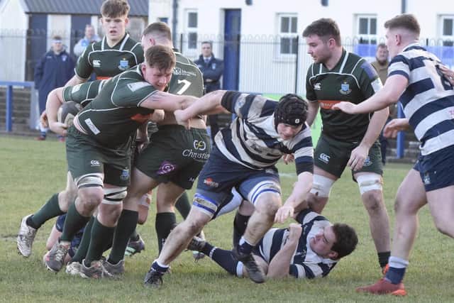 Hawick on the attack against Heriot's Blues at the weekend (Pic: Malcolm Grant)