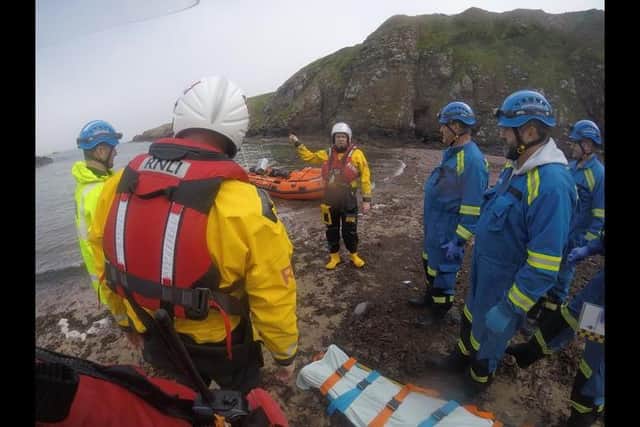 The new lifeboat "Sheila" and crew on her first rescue.